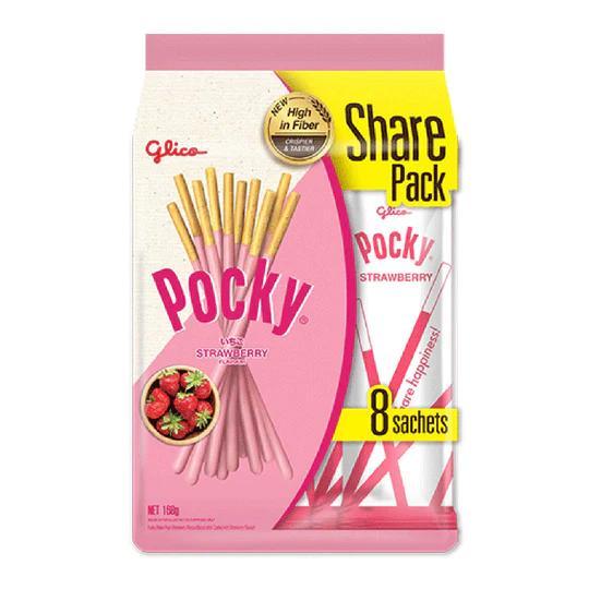 Pocky Strawberry Share Pack 8 Sachets 5PK