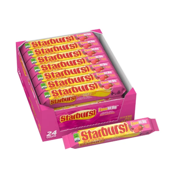 Starburst Fruit Chews Fave Reds 58.7gm 24 PK