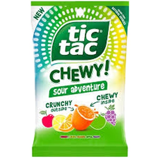 Tic Tac Chewy Sour Adventure Peg bag 80gm 12PK