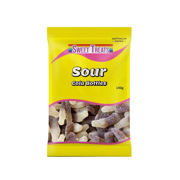 Sweet Treats Sour Cola Bottles 140GM 24PK (width=