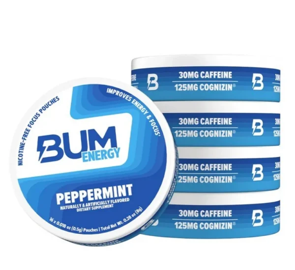 BUM Energy Pouches Caffine+Cognizin Pouch Peppermint 5PK