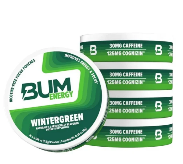 BUM Energy Pouches Caffine+Cognizin Pouch Wintergreen 5PK