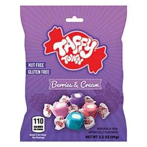 125178 TAFFY TOWN Salt Water Taffy Berries & Cream Hangsell 99GM 12PK
