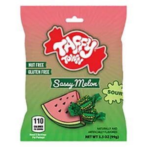 125222 TAFFY TOWN Salt Water Taffy Sassymelon Hangsell 95GM 12PK