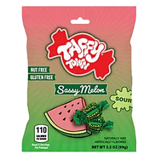 125222 TAFFY TOWN Salt Water Taffy Sassymelon Hangsell 95GM 12PK