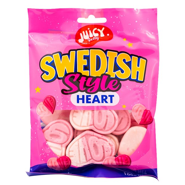 Juicy Jelly Swedish Vanilla Strawberry Heart 110GM 12PK