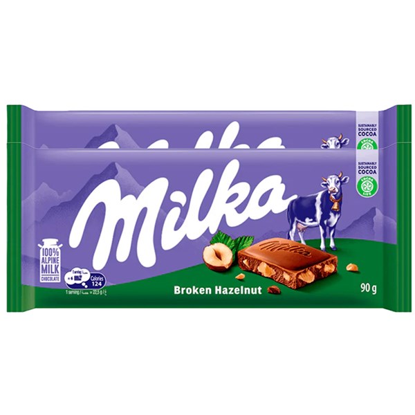 126915 UK Milka Broken Hazelnut Chocolate 90GM 24PK