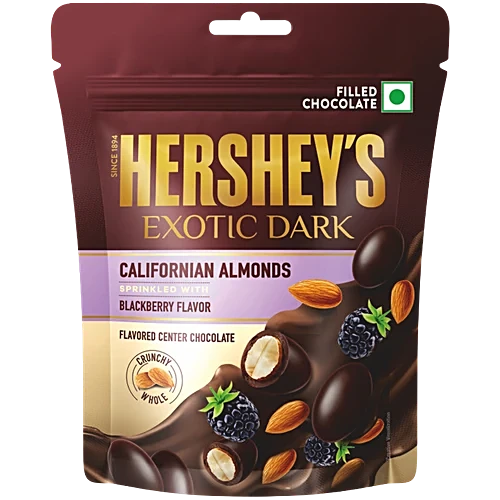 Hershey Exotic Dark Californian Almonds BlackBerry Flavor Chocolate 90gm 6PK