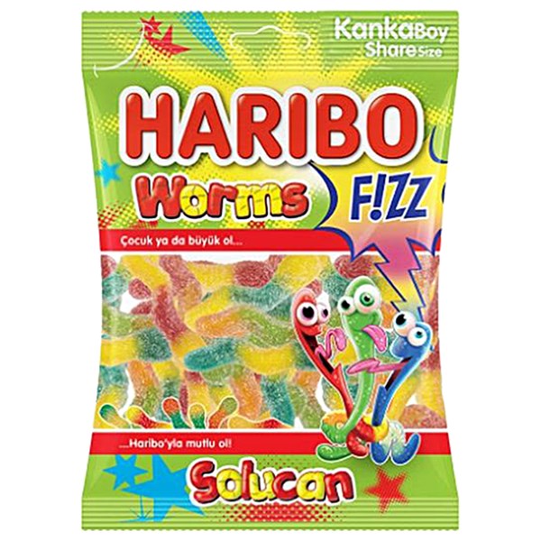 Haribo Sour Worms 70GM 24PK