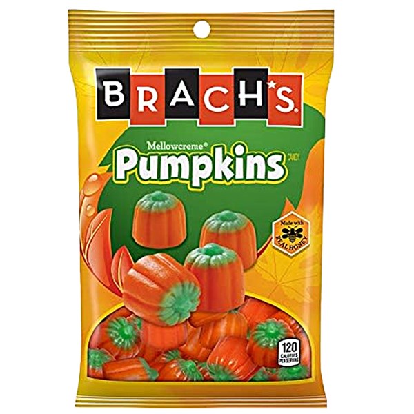 BRACH'S Halloween Mellowcremes Pumpkins Peg Bag 119GM 18PK