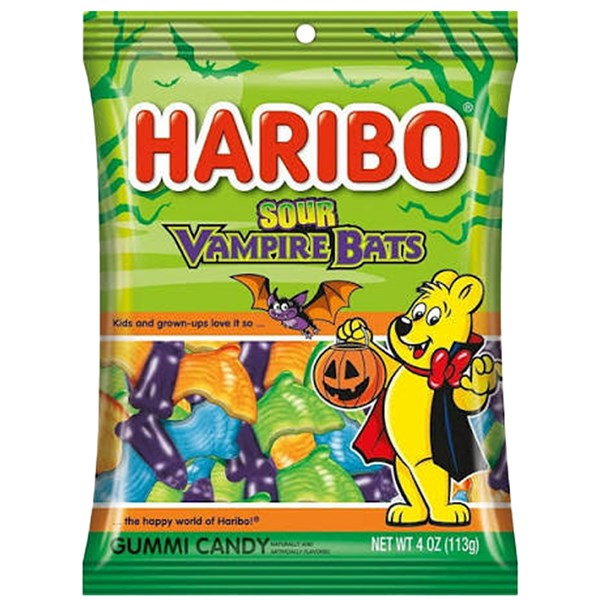 Haribo Halloween Sour Vampire Bats 113GM 12PK