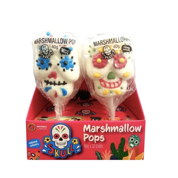 Skull Marshmallow Pops 40GM 12PK