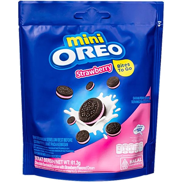 130080 OREO Minis Stand Up Pouch Strawberry 58GM 24PK