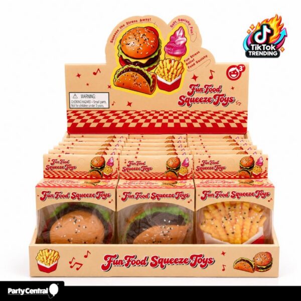 Squishy Squeeze Food Taco Burger Fries 18PK