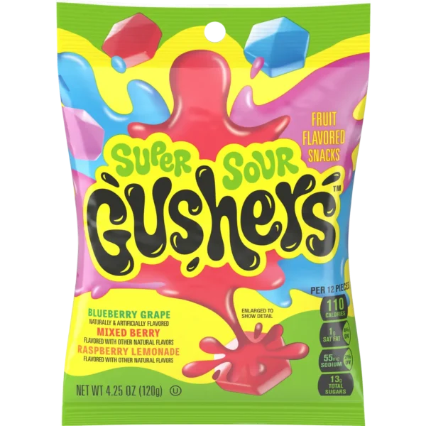 Gusher’s Super Sour Berry Fruit Snacks 120GM 8PK