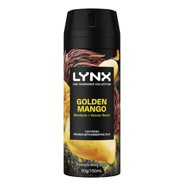 LYNX Body Spray Golden Mango Mandarin 93GM/150ml 6PK